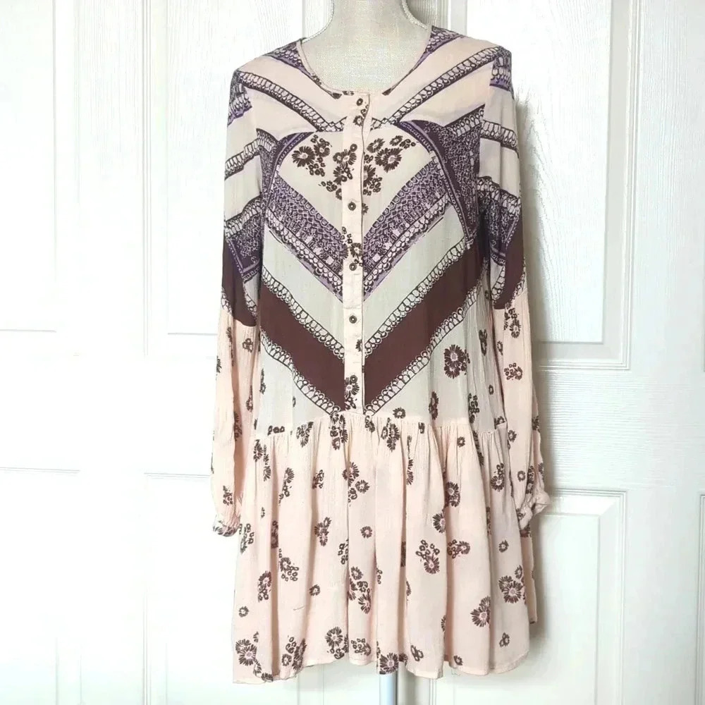 Free People From Your Heart Print Mini Dress Smock - Picture 4 of 9